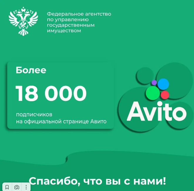 На официальную страницу Росимущества на Авито подписалось более 18 000 человек